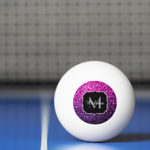 Pelota De Ping Pong Monograma falso brillo ombre rosa púrpura