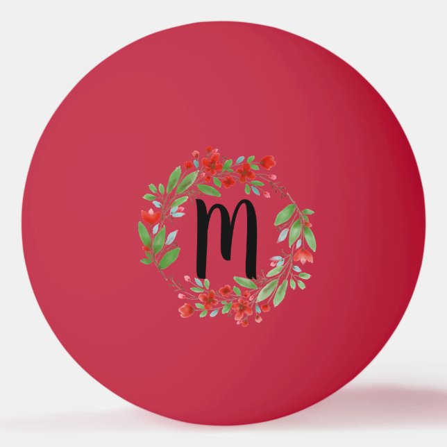 Pelota De Ping Pong Monograma floral (Anverso)
