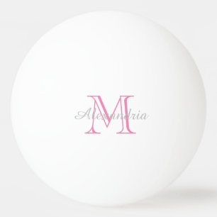 Pelota De Ping Pong Monograma gris rosado de moda