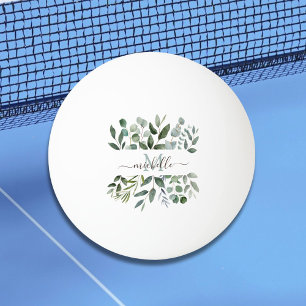 Pelota De Ping Pong Monograma Hojas Verde Salvia Eucalipto Verde