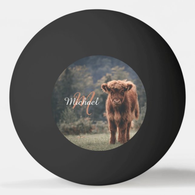 Pelota De Ping Pong Monograma inicial de ternera bovina de montaña de  (Anverso)