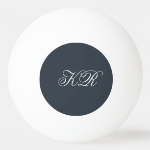 Pelota De Ping Pong Monograma Minimalista Iniciales Blancas Azul Marin
