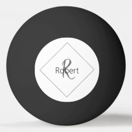 Pelota De Ping Pong Monograma Minimalista simple y moderno Nombre blan