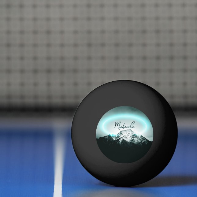 Pelota De Ping Pong Monograma misterioso de neón azul de montaña nevad (Neto)