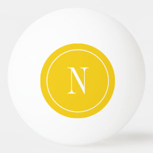 Pelota De Ping Pong monograma moderno amarillo y blanco
