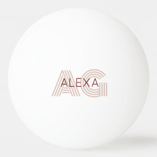 Pelota De Ping Pong Monograma moderno de beige y vino
