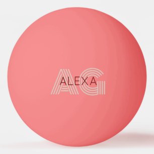 Pelota De Ping Pong Monograma moderno de beige y vino