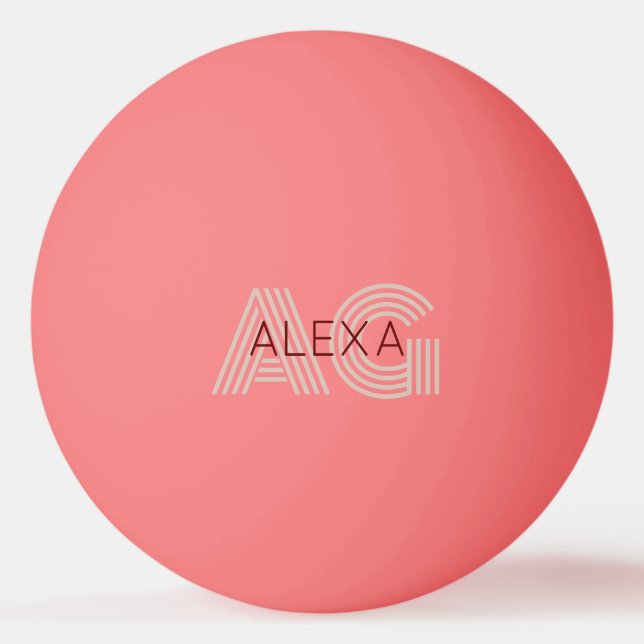 Pelota De Ping Pong Monograma moderno de beige y vino (Anverso)