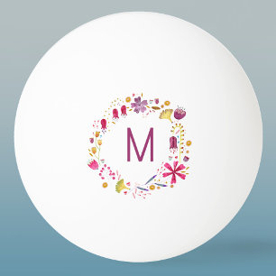 Pelota De Ping Pong Monograma moderno de flor acuática
