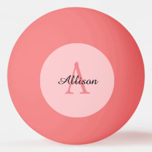 Pelota De Ping Pong Monograma moderno rosado de chica con nombre perso