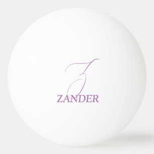 Pelota De Ping Pong Monograma Morado Pálido