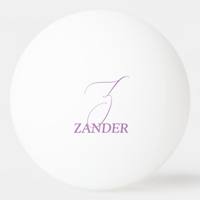 Pelota De Ping Pong Monograma Morado Pálido (Anverso)