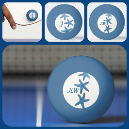Pelota De Ping Pong Monograma Nautico Personalizado de Starfish Azul