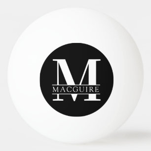 Pelota De Ping Pong Monograma negrita mínimo con nombre   Negro