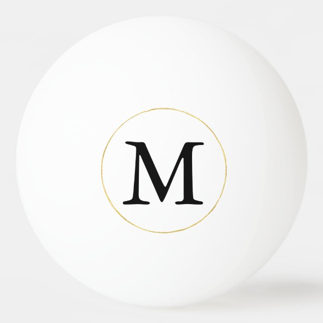 Pelota De Ping Pong Monograma negro con círculo dorado (Anverso)