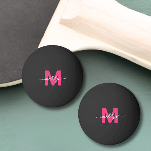 Pelota De Ping Pong Monograma Negro Rosa