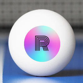 Pelota De Ping Pong Monograma Neón Azul Rosa y Morado Ombre