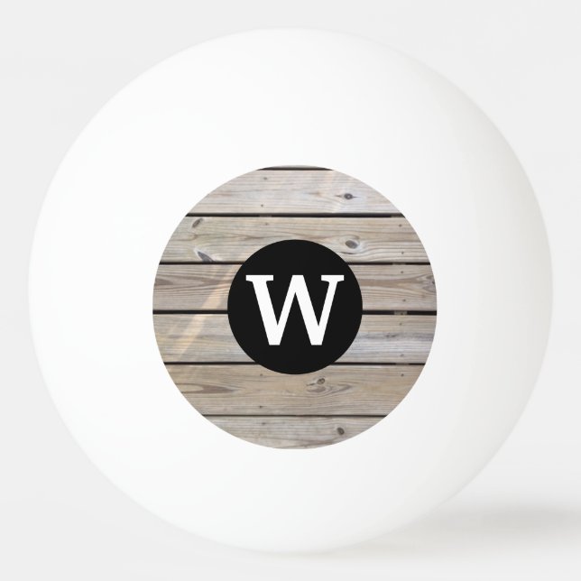Pelota De Ping Pong Monograma Personalizado Círculo de Madera Rústica (Anverso)