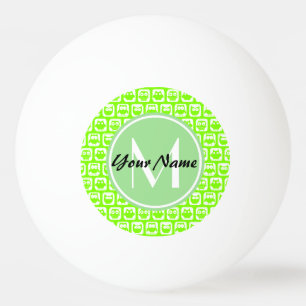 Pelota De Ping Pong Monograma personalizado de neon Lime Owls