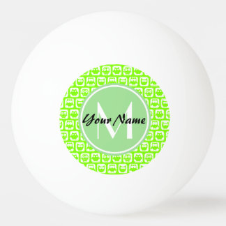 Pelota De Ping Pong Monograma personalizado de neon Lime Owls