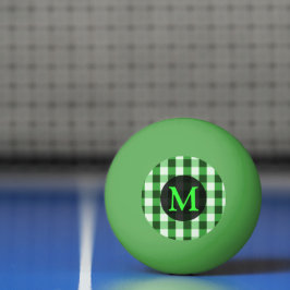 Pelota De Ping Pong Monograma personalizado del patrón de Gingham verd