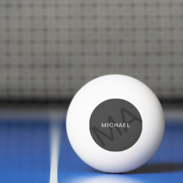 Pelota De Ping Pong Monograma Personalizado Moderno Gris