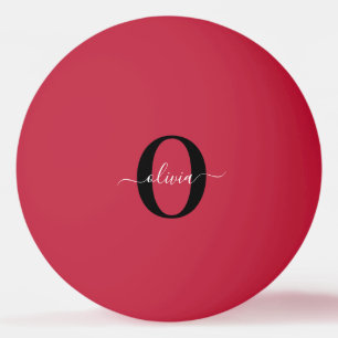 Pelota De Ping Pong Monograma personalizado Nombre de guión rojo blanc