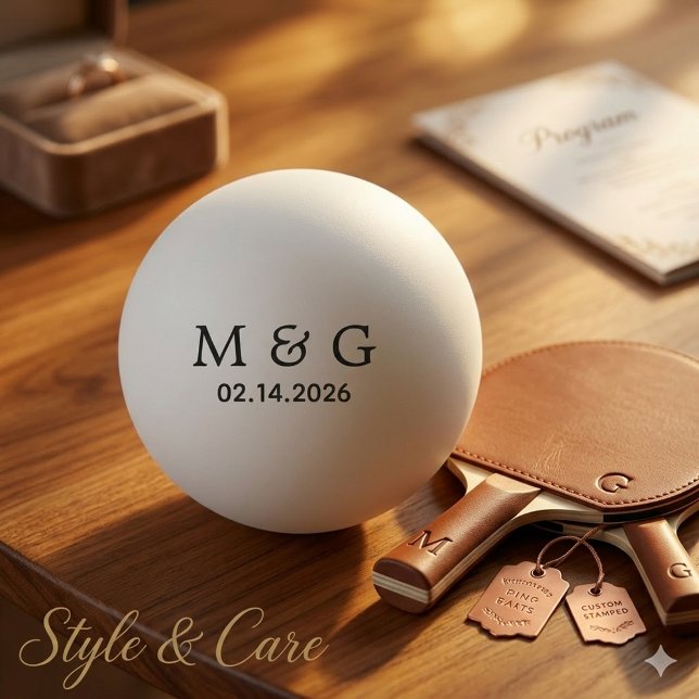 Pelota De Ping Pong Monograma personalizado y fecha personalizados (Custom Monogram and Date Personalized Ping Pong Ball)