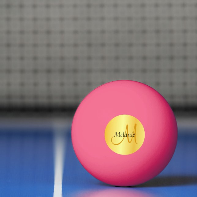 Pelota De Ping Pong Monograma Plantilla inicial moderna de moda Oro ro (Neto)