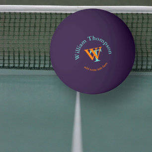 Pelota De Ping Pong Monograma - Púrpura personalizado