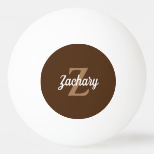 Pelota De Ping Pong Monograma retro de Tan marrón personalizado