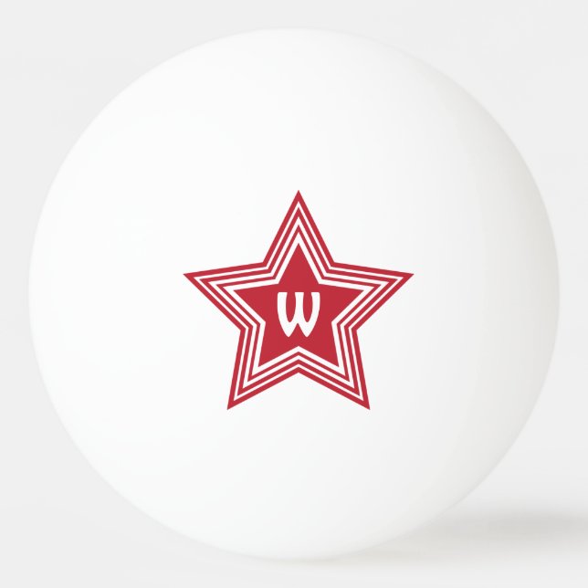 Pelota De Ping Pong Monograma Rojo Super Star Inicial (Anverso)