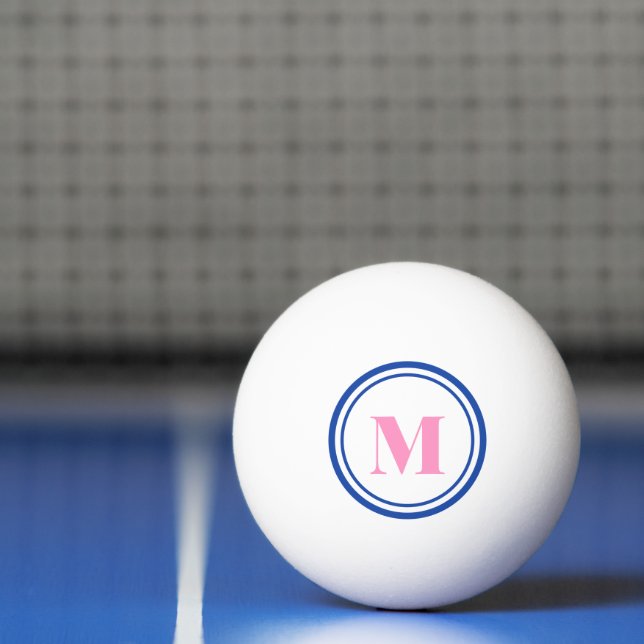 Pelota De Ping Pong Monograma rosa azul moda Giro personalizado (Neto)