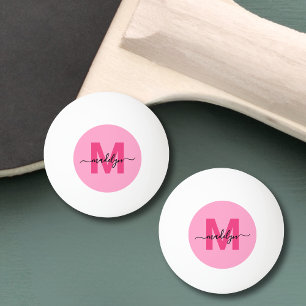 Pelota De Ping Pong Monograma Rosa Brillante