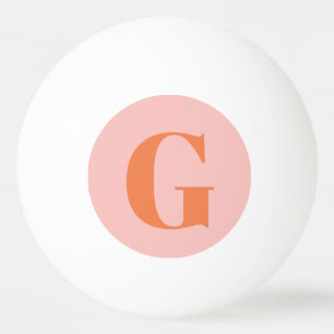 Pelota De Ping Pong Monograma rosa y naranja simple y negrita personal