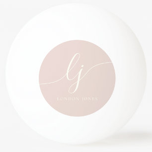 Pelota De Ping Pong Monograma rosa y nombre personalizado