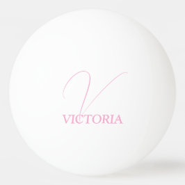 Pelota De Ping Pong Monograma rosa y nombre personalizados