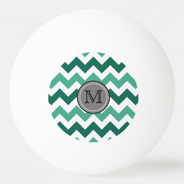 Pelota De Ping Pong Monograma Turquesa y Mint Chevron Zigzag (Anverso)