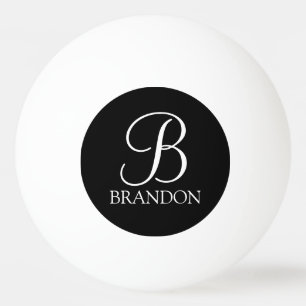 Pelota De Ping Pong Monograma y nombre del guión personalizado negro