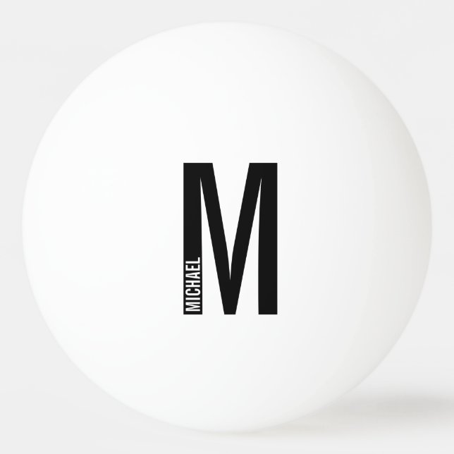 Pelota De Ping Pong Monograma y nombre en negrita personalizados moder (Anverso)