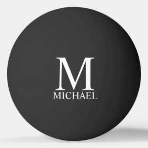 Pelota De Ping Pong Monograma y nombre personalizados de negro