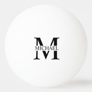 Pelota De Ping Pong Monograma y nombre personalizados en blanco