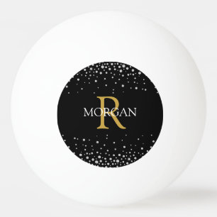 Pelota De Ping Pong Monograma y nombre personalizados en oro/blanco, d