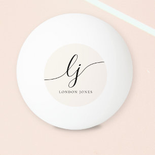 Pelota De Ping Pong Monograma y nombre Simple Elegante Personalizado