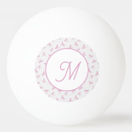 Pelota De Ping Pong Monogrammed Frilly Coquette Pink watercolor Bow 