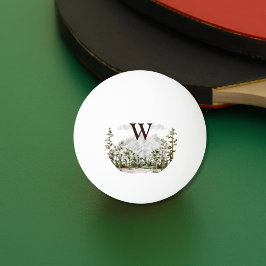 Pelota De Ping Pong Montaña y bosque de acuarela monogramada