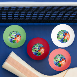 Pelota De Ping Pong Mosaico colorido Koi Fish Red Flower