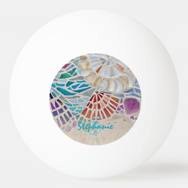 Pelota De Ping Pong Mosaico de conchas personalizado (Anverso)