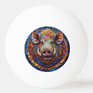 Pelota De Ping Pong Mosaico de jabalí con obra de arte geométrica únic