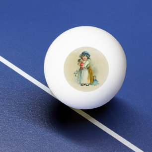 Pelota De Ping Pong Muñecas con sombrero de niña regordeta vintage